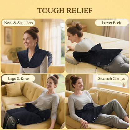 2X Graphene-Infused Heating Pad for Neck and Shoulders and Back | Far Infrared Hottest 160℉ 3s Fast Heat - Relaxation Muscle for Seniors Women Men - 24" x 20" 8 Temps & 4H Auto Off