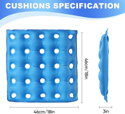 2-Pack Inflatable Waffle Cushion for Pressure Relief, Wheelchair Cushion for Pressure Redistribution, Portable Air Seat Cushions for Office Chair Car Seat, Breathable Seat Pad, Includes 1 Air Pumps