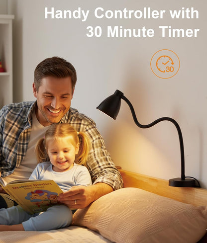 BOHON No Install Bedside Reading Light, Clip-Free Wall Mounted Lamp Black | 5 Colors & 10 Brightness Levels, Flexible Gooseneck, 30 Min Auto-Off Timer, Bed Lights for Headboard, Bedroom, Dorm