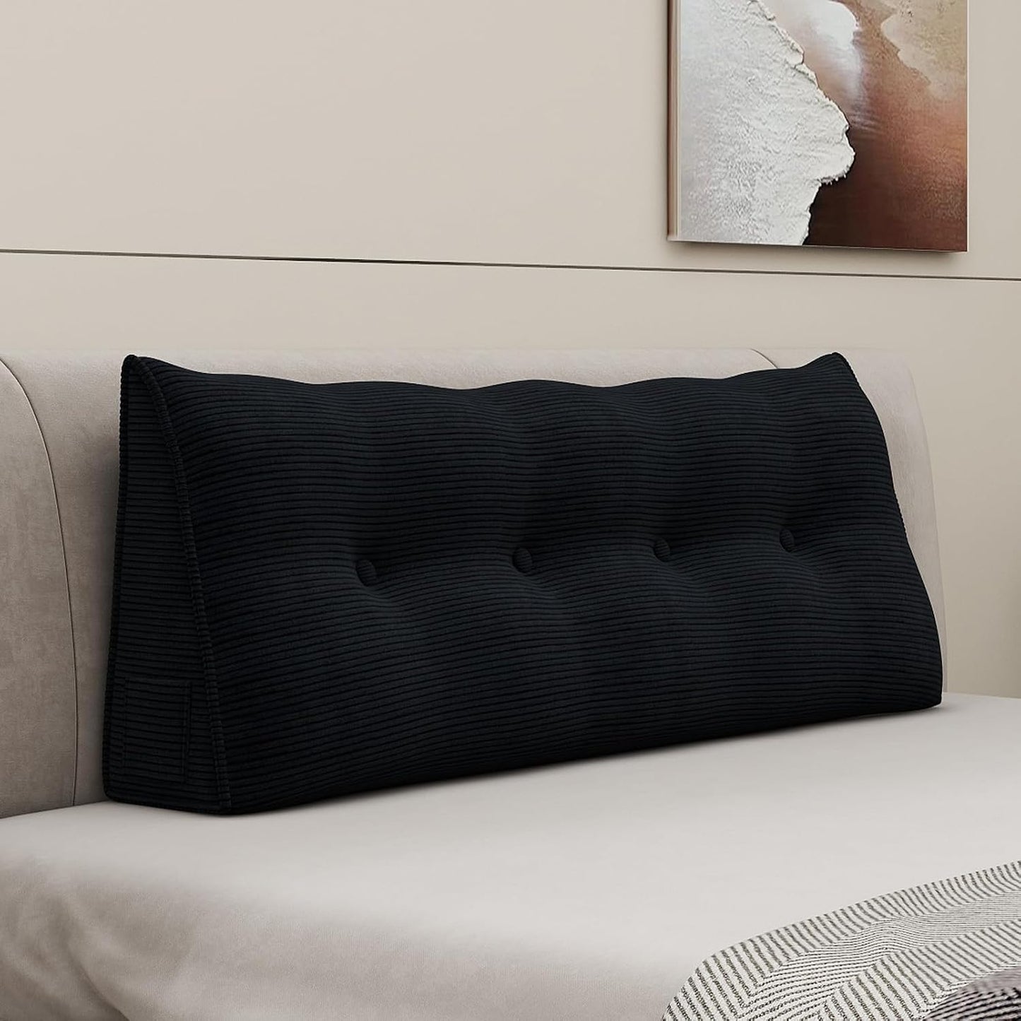 Headboard Wedge Pillows for Sitting Up in Bed Rest Adult，Triangular Upholstered Stuffed Reading Pillow for Sofa Couch Back Cushions Lumbar Body Support Dorm Bedroom（King，Corduroy Gray）