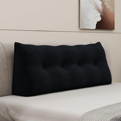 Headboard Wedge Pillows for Sitting Up in Bed Rest Adult，Triangular Upholstered Stuffed Reading Pillow for Sofa Couch Back Cushions Lumbar Body Support Dorm Bedroom（King，Corduroy Gray）