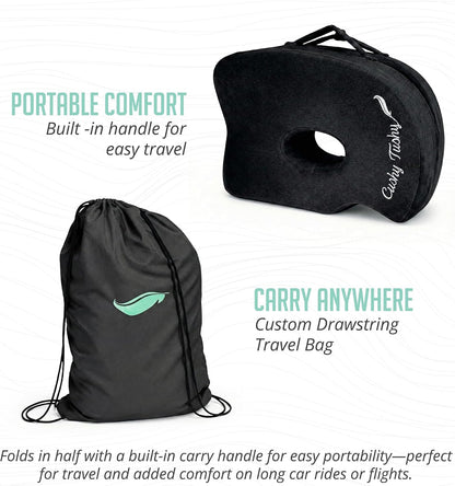 Cushy Tushy Premium Foldable Travel Seat Cushion - for Relief of Lower Back, Sciatic, Butt and Tailbone Pain - for Home & Office Use, Perfect for Travel or Driving - Coccyx Seat Cushion
