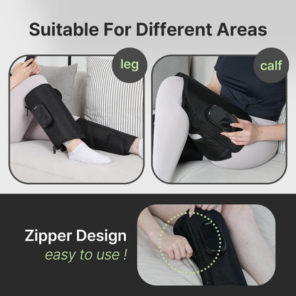 HubiCare Calf and Thigh Massager, Heated Air Compression Leg Massager, Sequential Compression Wrap for Tired Legs, 4 Modes 3 Intensities, Vibtration, Cordless Leg Massager with Extension (Pair)