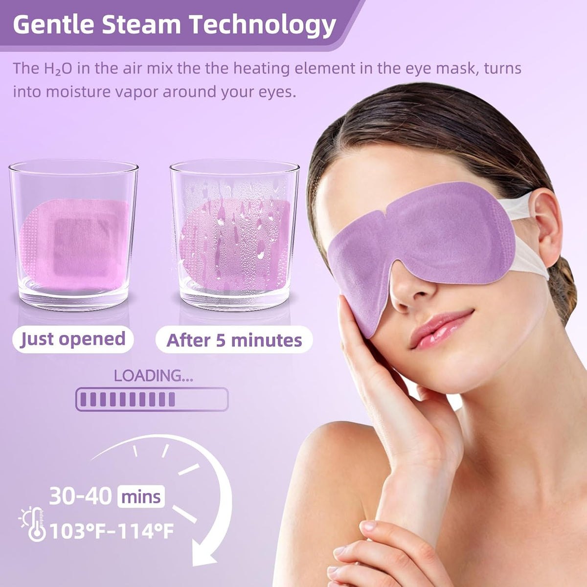 25 Pack Self Heating Warm Compress for Dry Eyes,Steam Eye Mask for Digital Eye Strain & Stye Treatment, Disposable Heated Eye Mask, Moist Heat No Microwave Needed, Sleep Travel Ready