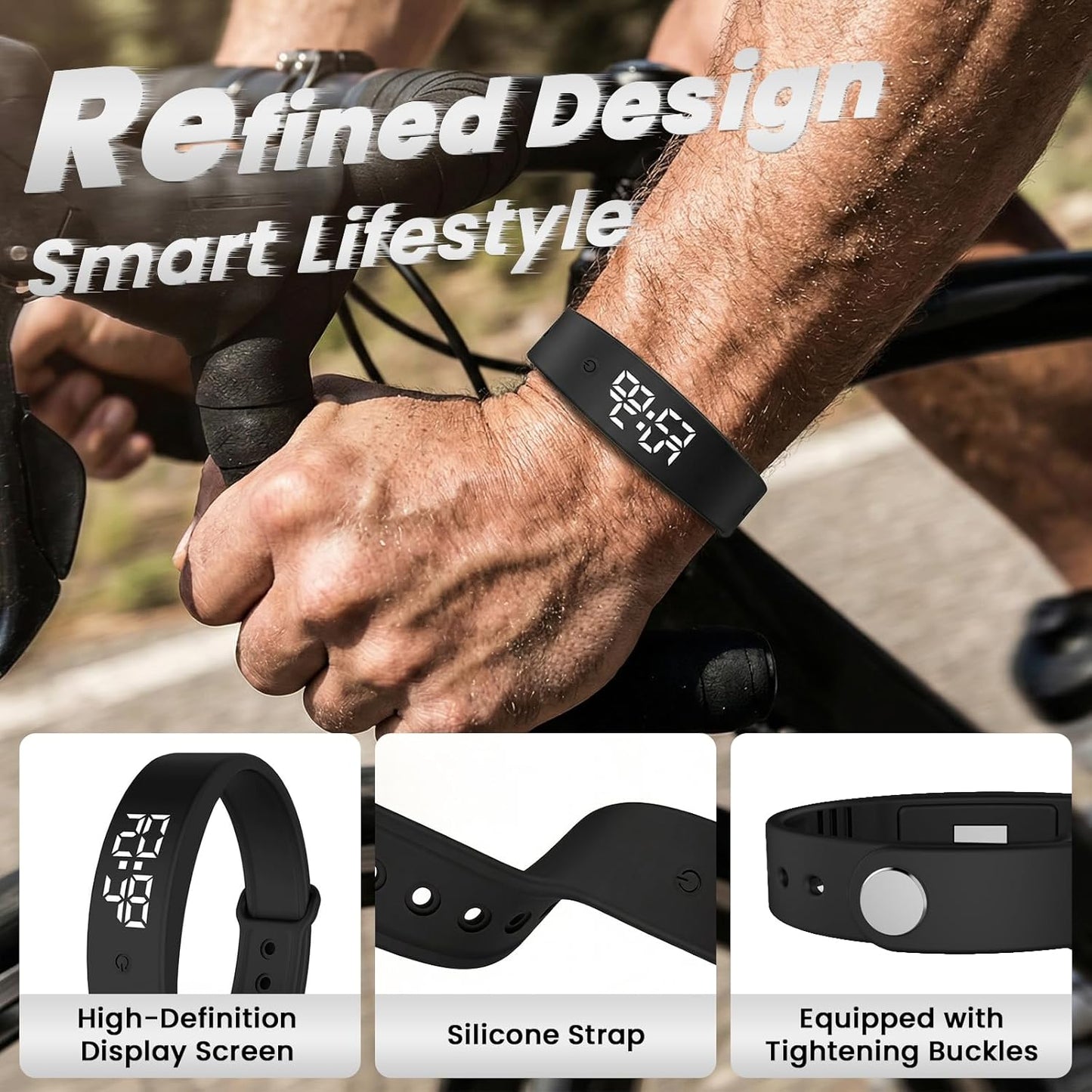 Vibrating Alarm Wristband Heavy Sleepers Adults Wrist Band Shock Clock Watch Bands for Deaf People Silent Bracelet Sleeper Wearable Bed Shaker Sleep Tracker Ring Watches Sleep Apnea (3pcs Black)