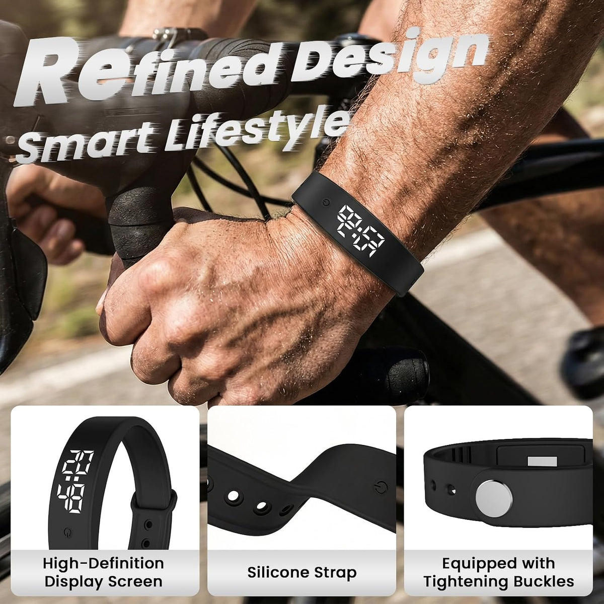 Vibrating Alarm Wristband Heavy Sleepers Adults Wrist Band Shock Clock Watch Bands for Deaf People Silent Bracelet Sleeper Wearable Bed Shaker Sleep Tracker Ring Watches Sleep Apnea (3pcs Black)