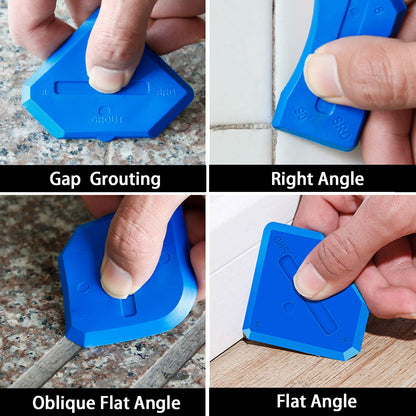 King&Charles Silicone Caulking Tool Kit, 3in1 Caulk&Grout Remover Tool | 4pc Glass Glue Angle Scraper Include, Sealant Finishing Tool for Bathroom, Kitchen, Floor, Window, Sink Joint