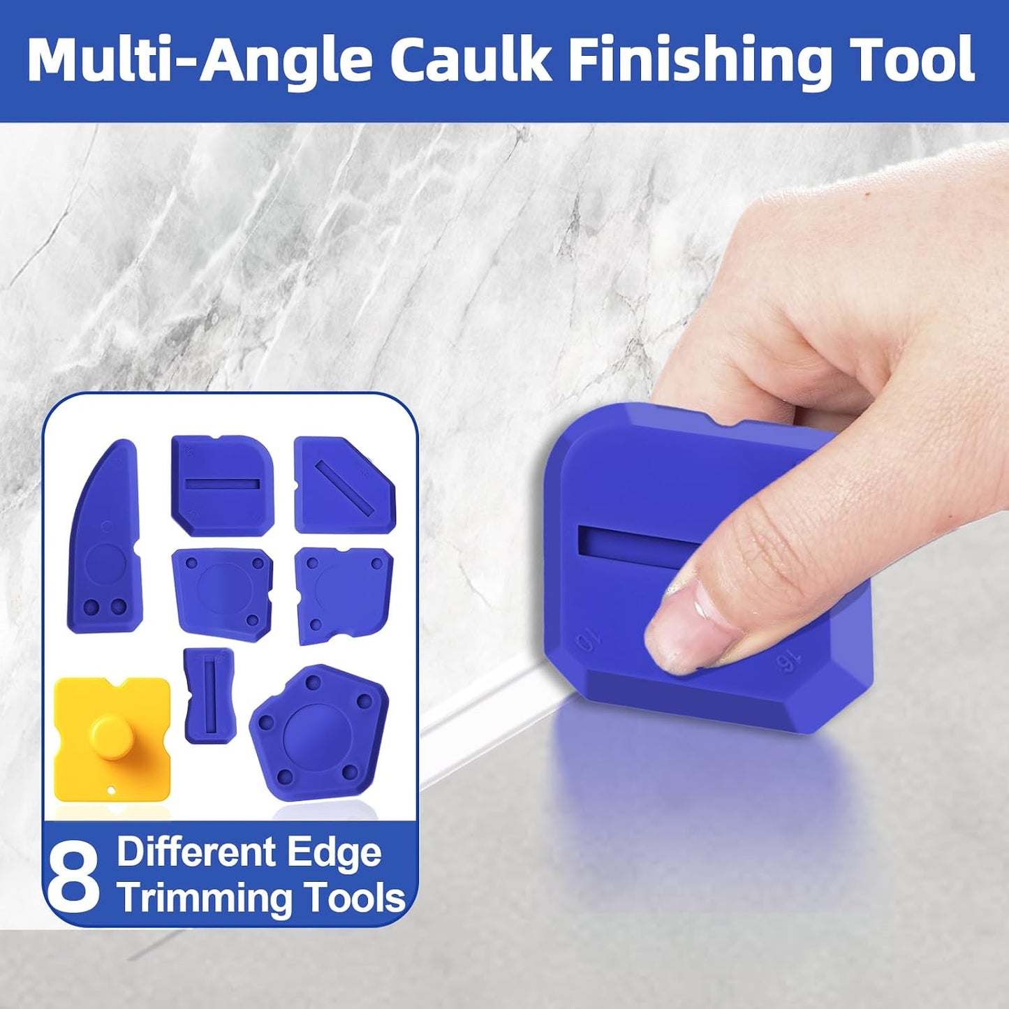 25 PCS Caulking Tool Kit-Caulk Remover,Grout Scraper,Sealant Finishing Tool | Silicone caulking tool with Stainless Steel Scraper & 10 Replacement Blades for Bathroom, Kitchen, Tile, Shower, Sink