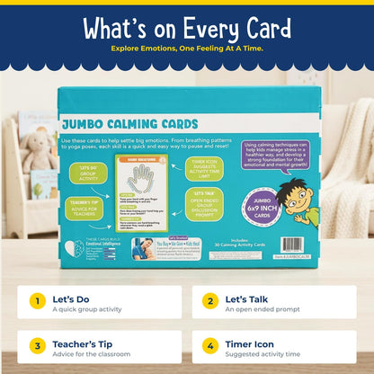 Open The Joy Jumbo Calming Cards, SEL Mindfulness Cards for Kids 3+