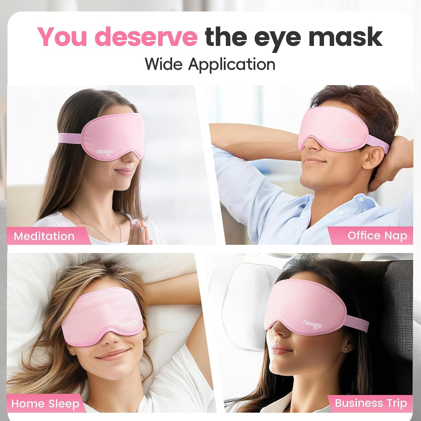 NEWGO 3D Cooling Eye Mask, Weighted Eye Mask for Sleeping, Black | Hot Cold Therapy Blackout Mask for Puffiness, Dark Circles, Headache, Stress Relief, Travel, and Gift