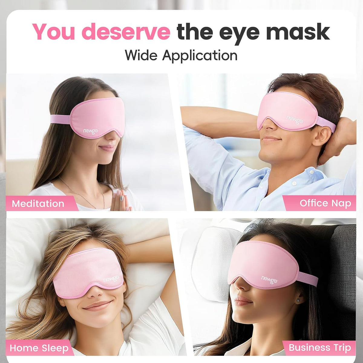 NEWGO 3D Cooling Eye Mask, Weighted Eye Mask for Sleeping, Black