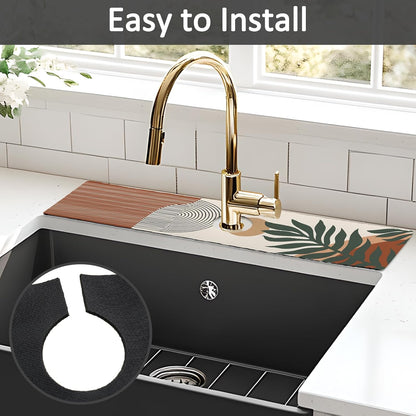 24" X 5.5" Kitchen Sink Splash Guard Faucet Mat Mandala Super Absorbent Fast Drying Faucet Guard & Draining Mat Sink Splash Guard Behind Faucet for Kitchen, Bathroom
