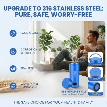 Portable Electric Kettle （120V）, Travel Tea Kettle, 316 Stainless Steel Premium Liner, 4-speed Temperature Adjustment with Auto Shut-off and Boil-Off Protection black