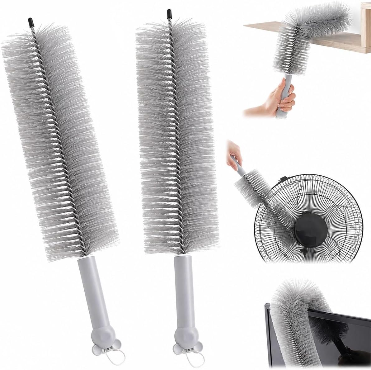 2026 New Bendable Microfiber Duster, Upgrade Reusable Bendable Cleaning Brush for Home Electric Fan Air Conditioner Car Vent Curtains Cleaner(Blue)