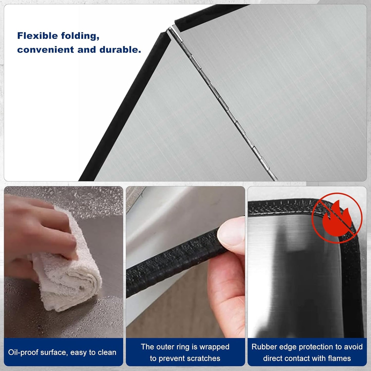 3 Sided Splatter Guard,Foldable Stainless Steel | Oil Splash Insulation Board,Nonstick Oil Splatter Guard Stove Insulation Board(L: 15" x W: 11.4" x H: 12")
