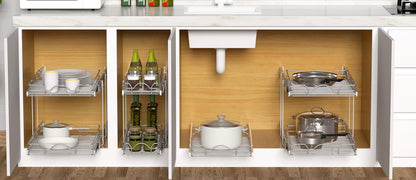 OCG Pull Out Cabinet Organizer (15" W x 21" D), Pull out Drawers, Cabinet Pull Out Shelves for Base Cabinet Organization in Kitchen Bathroom Pantry, Bottom Mount, Chrome Finish