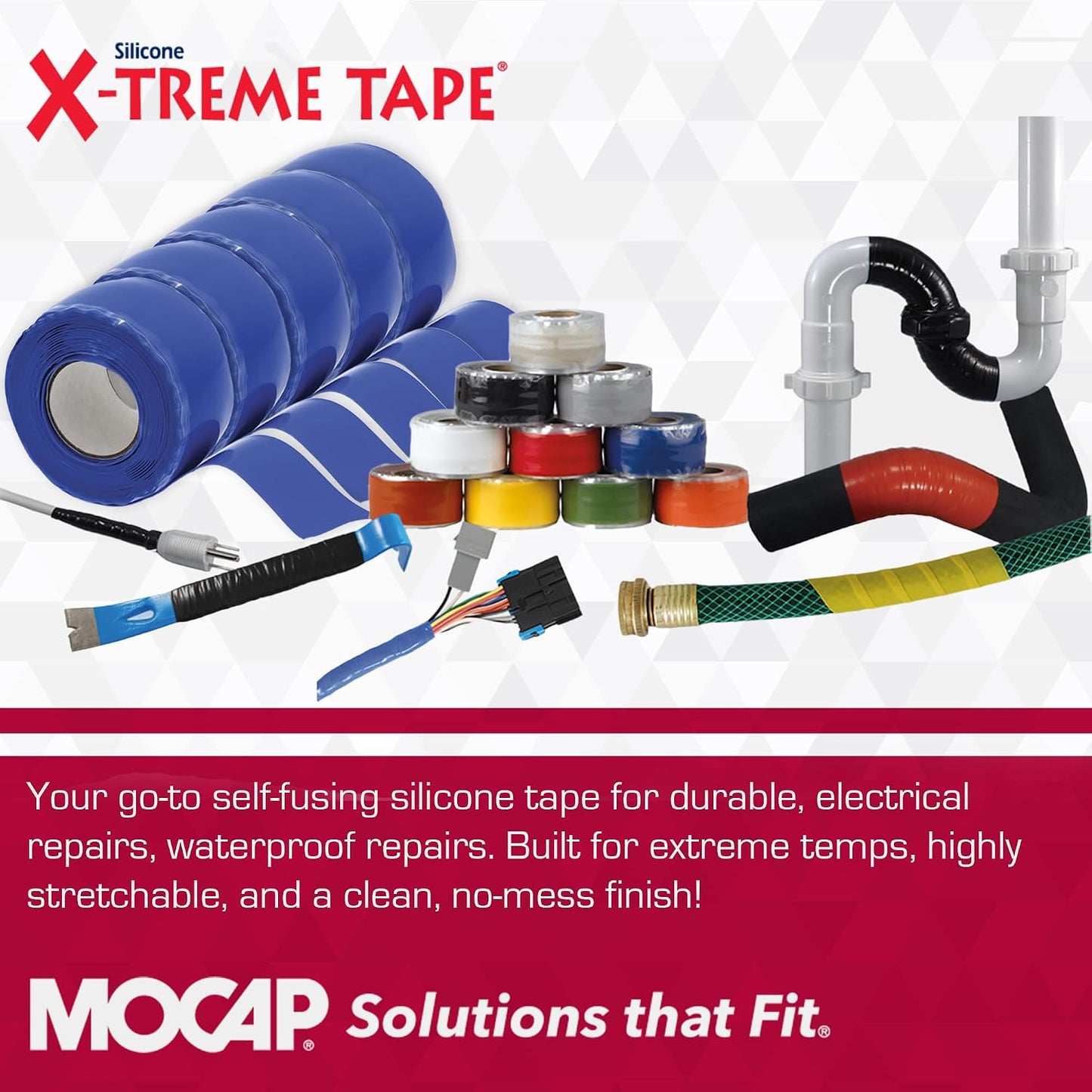 X-Treme Tape Self Fusing Silicone Tape - 1" x 10 Ft Roll - White | Heavy Duty Rubber Electrical Tape, Waterproof, For Automotive, Hose, Pipe, Outdoor & Emergency Repairs, Insulating, Flexible