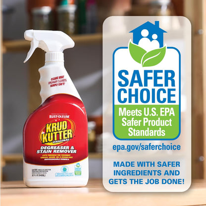 Krud Kutter Original Cleaner Degreaser Spray, 32 oz | Cuts grease, oil, grime, tar and wax. Water-based formula. Leaves no residue.