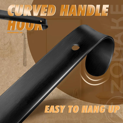 ZOMAKE Shoe Horn Long Handle for Seniors Men Women, Metal Shoehorn 16.5" | Stainless Steel Boot Horn Shoe Spoon Helper, Smooth Rounded Curve, Comfort Grip, No Bending Over, Shoe Care for Daily Use
