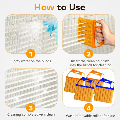 4 Pcs Blind Cleaner Duster Tool,Blind Dusters for Cleaning,7 Finger Dusting Cleaner Tool for Window & Air Conditioner,Window Blinds Cleaner Microfiber Washable
