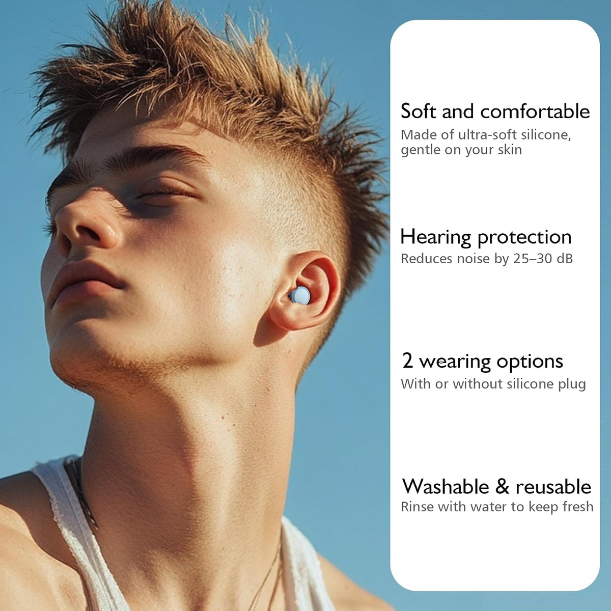 Jayine 2 Pairs Ear Plugs for Sleeping, Soft Full Silicone Ear Plugs for Noise Reduction 25dB, Reusable Hearing Protection Earplugs for Concert, Focus, Noise Sensitivity, 8 Ear Tips in S/M/L - Purple