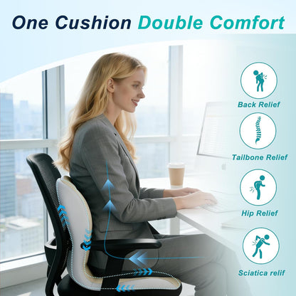 Seat Cushion for Office Chair, Ergonomic Cushion with Lumbar Support Pillow