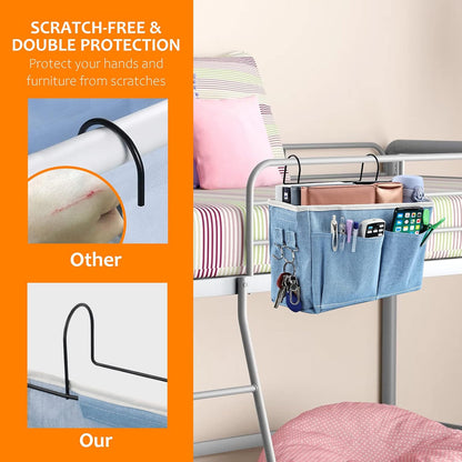 Surblue Bedside Caddy Bedside Storage Bag Hanging Organizer for Bunk, Hospital Beds, Dorm Rooms Bed Rails Camp 4 Pockets and 2 Hooks (Skyblue)