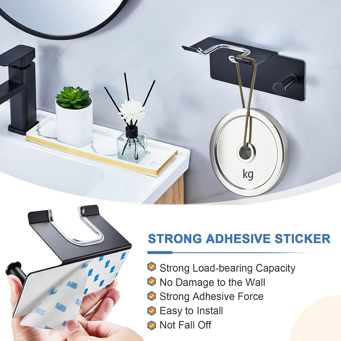 Hair Dryer Holder Wall Mounted, Blow Dryer Holder Adhesive, Metal Hairdryer Holder for Bathroom, Hair Tool Organizer with Plug&Cord for Cabinet Bathroom Bedroom Barber Shops (Rose Gold)