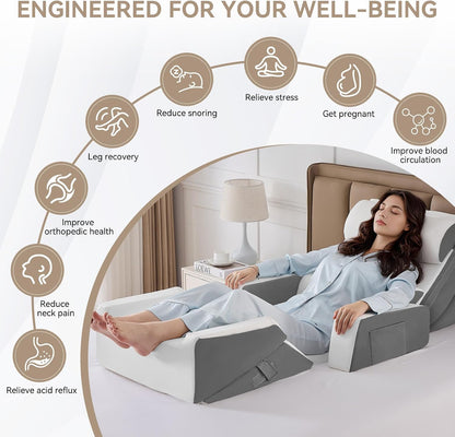 Yojoker Leg Elevation Pillows for Swelling, Memory Foam Wedge Pillow for Legs Blood Circulation, Leg Elevation Pillows for After Surgery, Knee Wedge Pillow for Sleeping Back Hip Ankles Relief