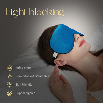 ZIMASILK Adjustable 100% Mulberry Silk Sleep Mask | Super-Smooth Soft Natural Silk Eye Mask for Sleep, Travel, Multiple Color Options ( Navy Blue )