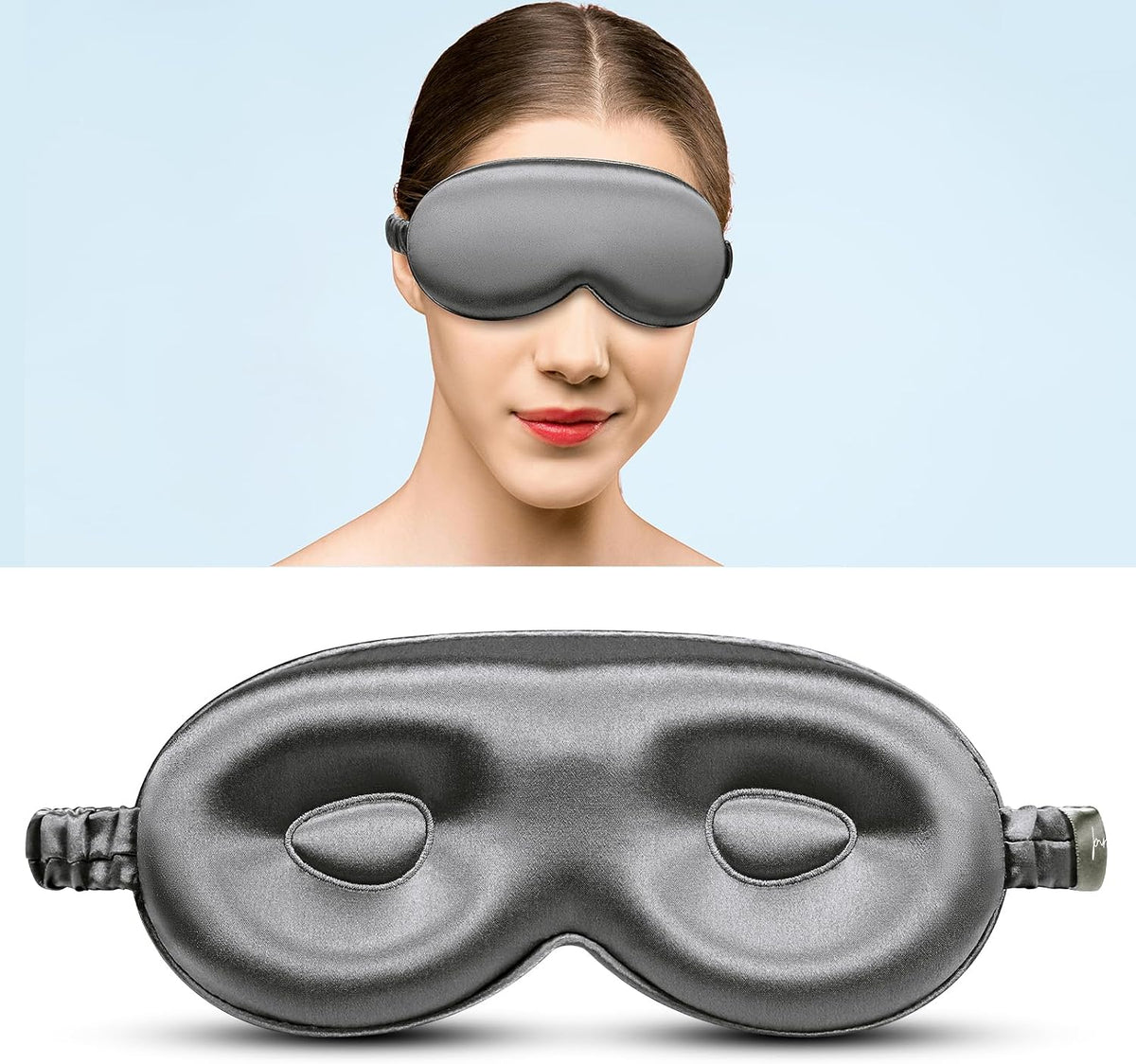 Silk Eye mask for Sleeping 3D Anti Wrinkle Skin Friendly Black Out Black