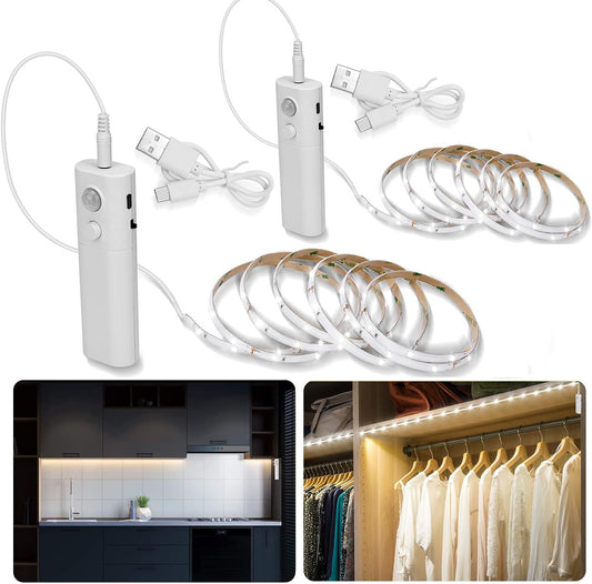 Rechargeable Motion Sensor LED Strip for Cabinet (6.6FT, Cool White)