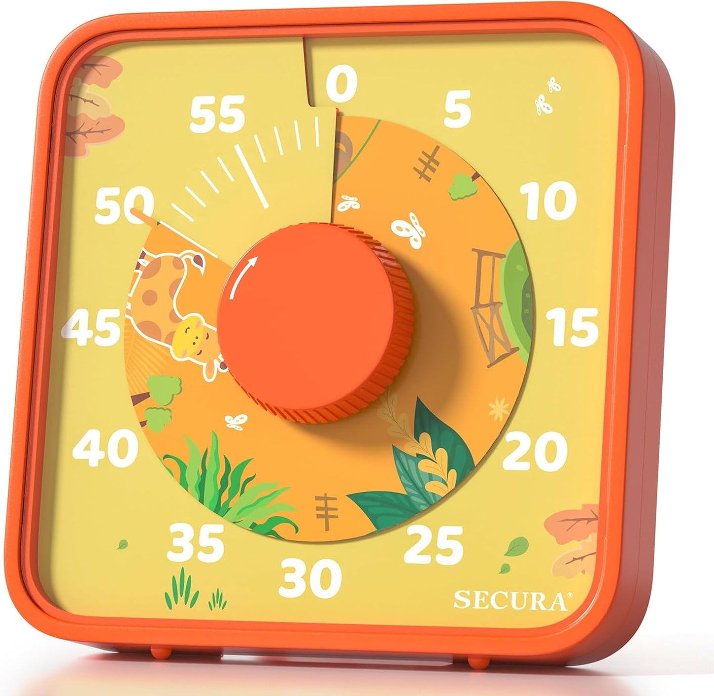 Secura 7.5-Inch Rocket Pattern Visual Timer for Kids, 60-Minute Countdown Timer for Classroom or Kitchen, Durable Mechanical Timer Clock with Magnetic Backing (Blue)