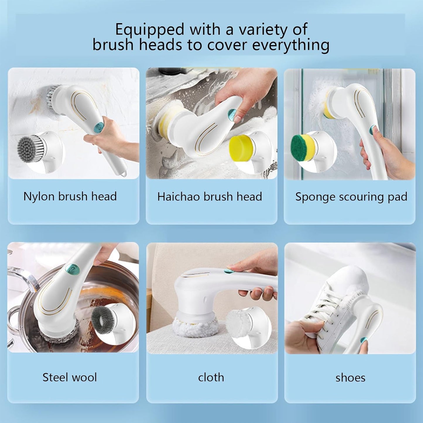 Electric Scrubber Ergonomic Electric Multifunctional Effective | Dish Cleaning Brush Electric for Range Hood, Pot, Pan