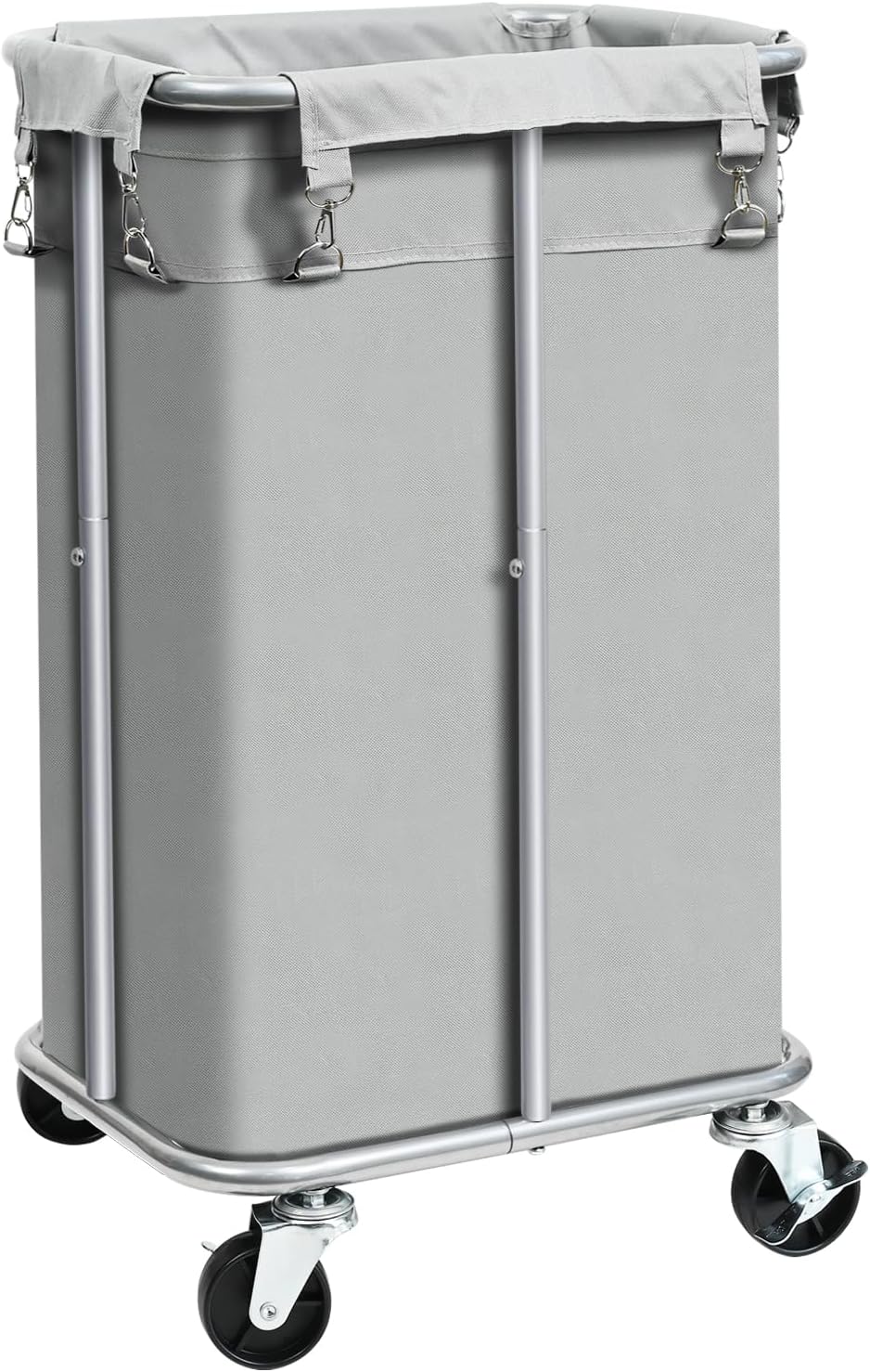 100L Rolling Laundry Hamper Basket with Wheels for Bedroom, Grey | Laundry Sorter Cart with Removable Bag, Tall Narrow Slim Clothes Organizer, Sturdy Metal Frame, Dorm Space Saving