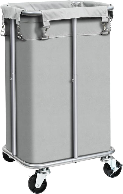 100L Rolling Laundry Hamper Basket with Wheels for Bedroom, Grey | Laundry Sorter Cart with Removable Bag, Tall Narrow Slim Clothes Organizer, Sturdy Metal Frame, Dorm Space Saving