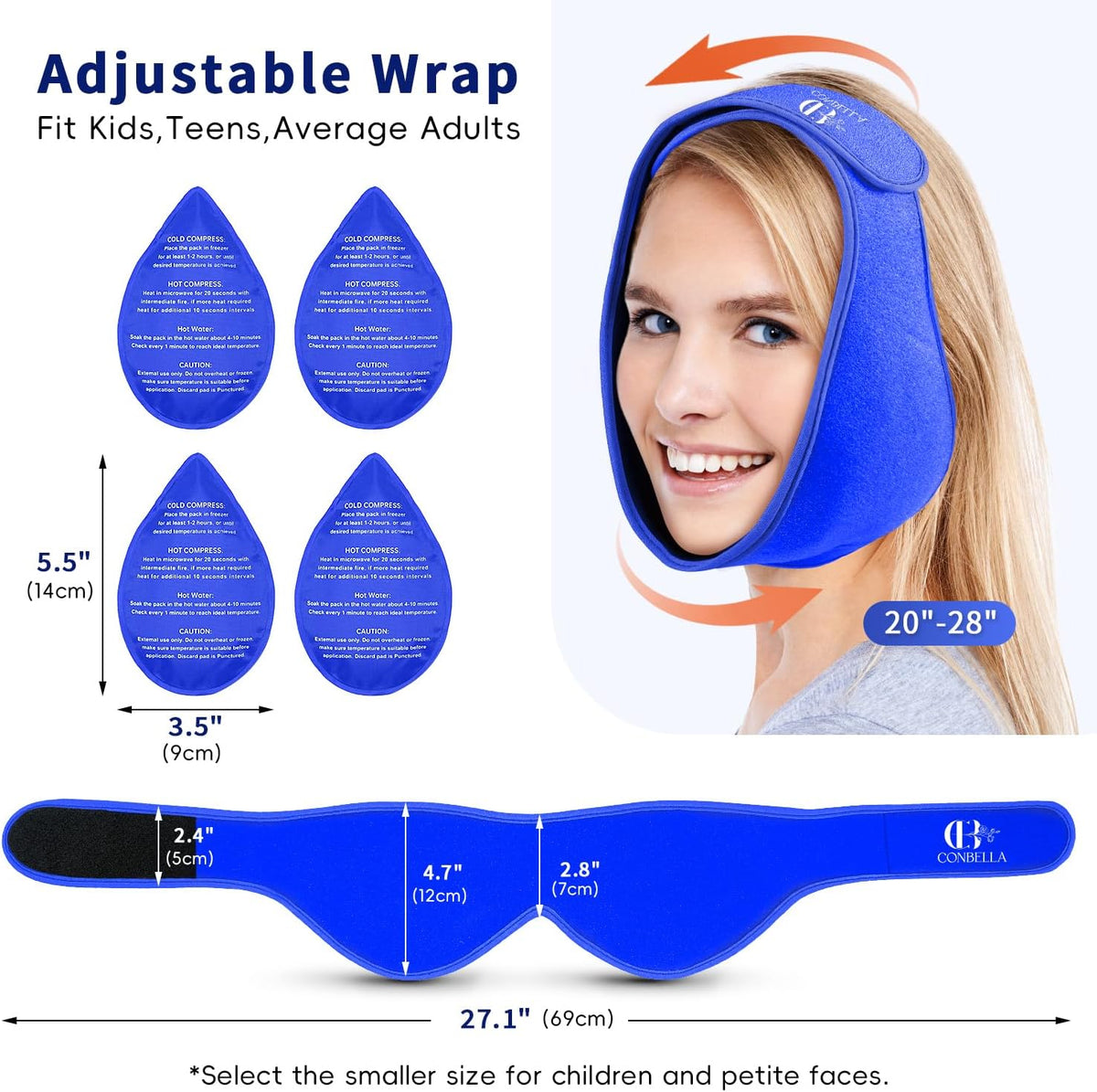 Wisdom Teeth Ice Pack Head Wrap for Pain Relief - Cold Hot Therapy for Face