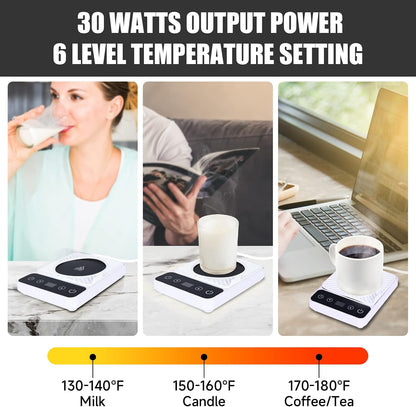 Mug Warmer - Electric Coffee Mug Warmer with Timer,Coffee Cup Warmer for Desk Auto Shut Off,Smart 6-Temperature Control, Coffee Accessories for Coffee Lovers, White | Coffee Cup Warmer for Desk Auto Shut Off,Smart 6-Temperature Control, Coffee