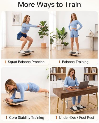 StrongTek Wooden Balance Board, Basic Rocker or Advanced 360° Wobble | Beginner-to-Advanced Options, Non-Slip Surface, Ankle Rehab, Physical Therapy, Core Stability and Balance Training