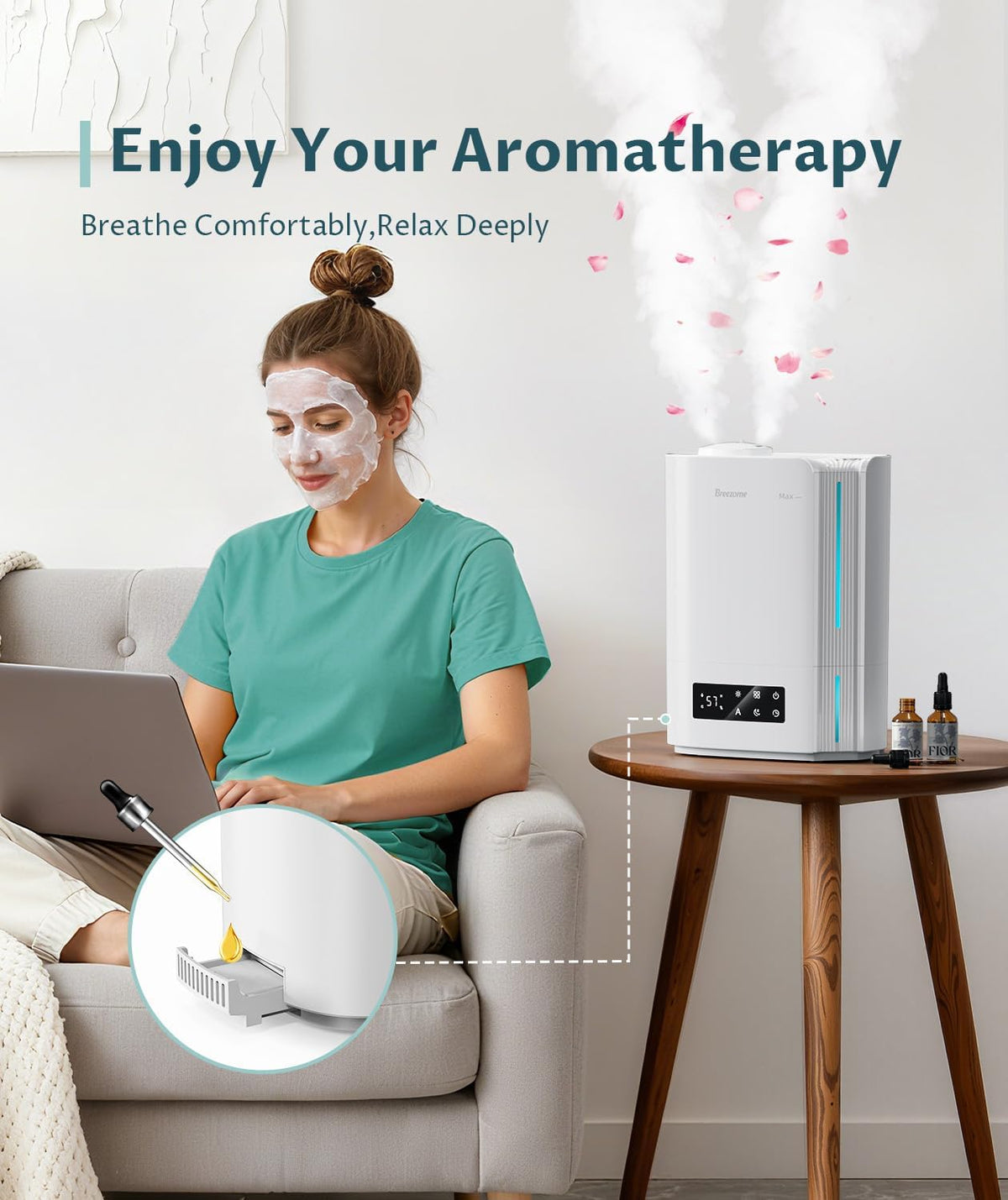 BREEZOME 6L Humidifier for Bedroom Large Room Smart Humidistat Control