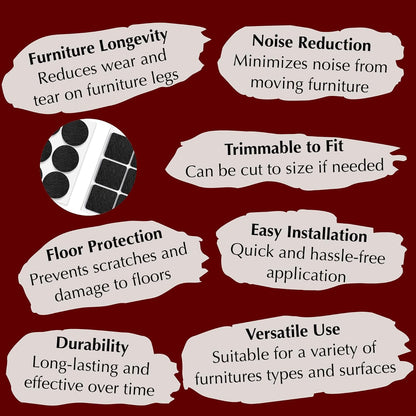 Felt Furniture Pads - 156pcs Black - Chair Leg Floor Protectors - Felt Pads | Furniture Sliders for Hardwood Floors, Chair Foot Pads, Furniture Legs, Felt Pads for Chairs, Floor Protectors for Furniture