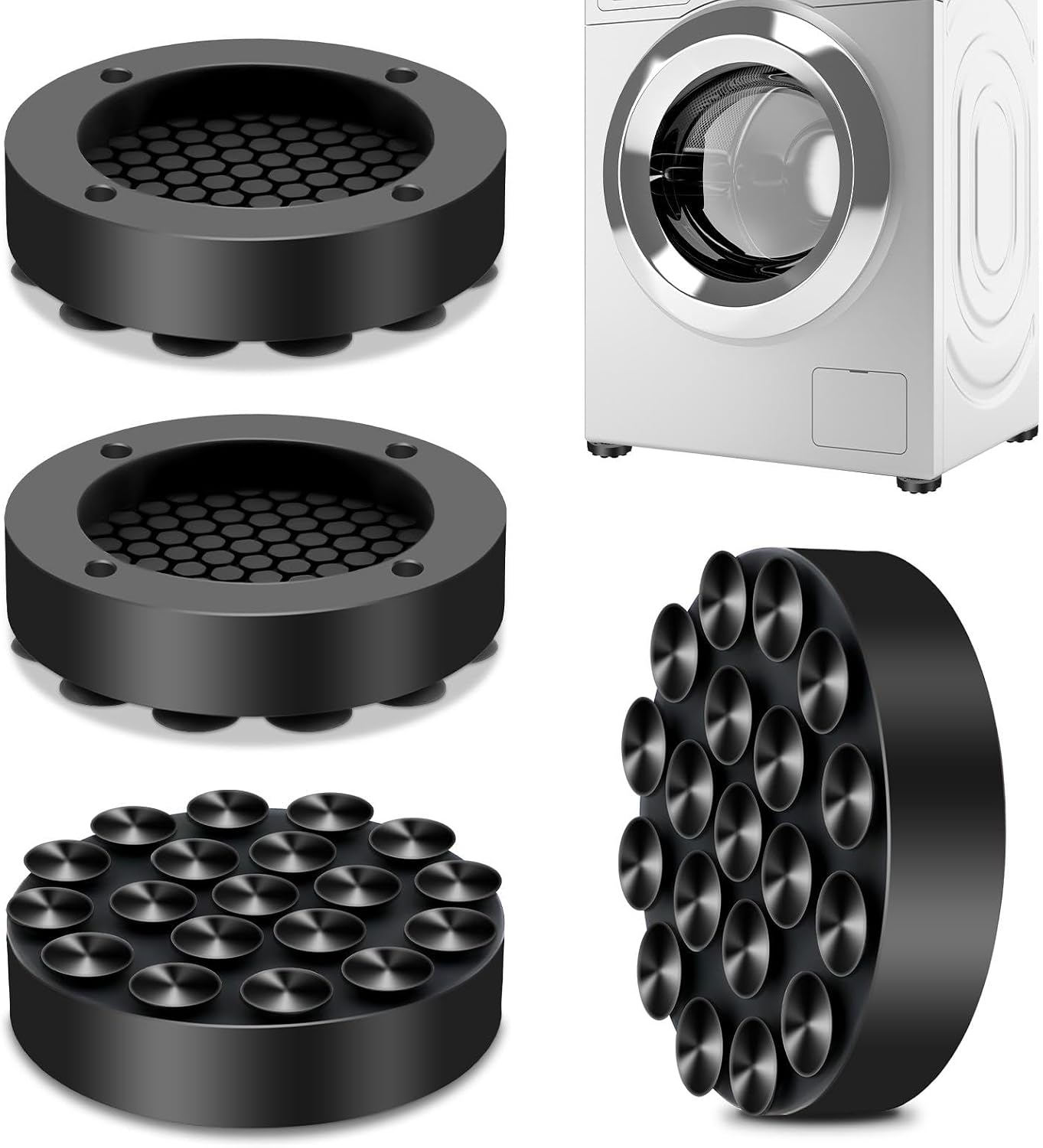 4pcs Anti Vibration Pads for Washing Machine, Anti Vibration Washing Machine Support, Scratch Resistant Stabilizer Stable For Washing Machine Anti Vibration Pad(COLOR:Black)