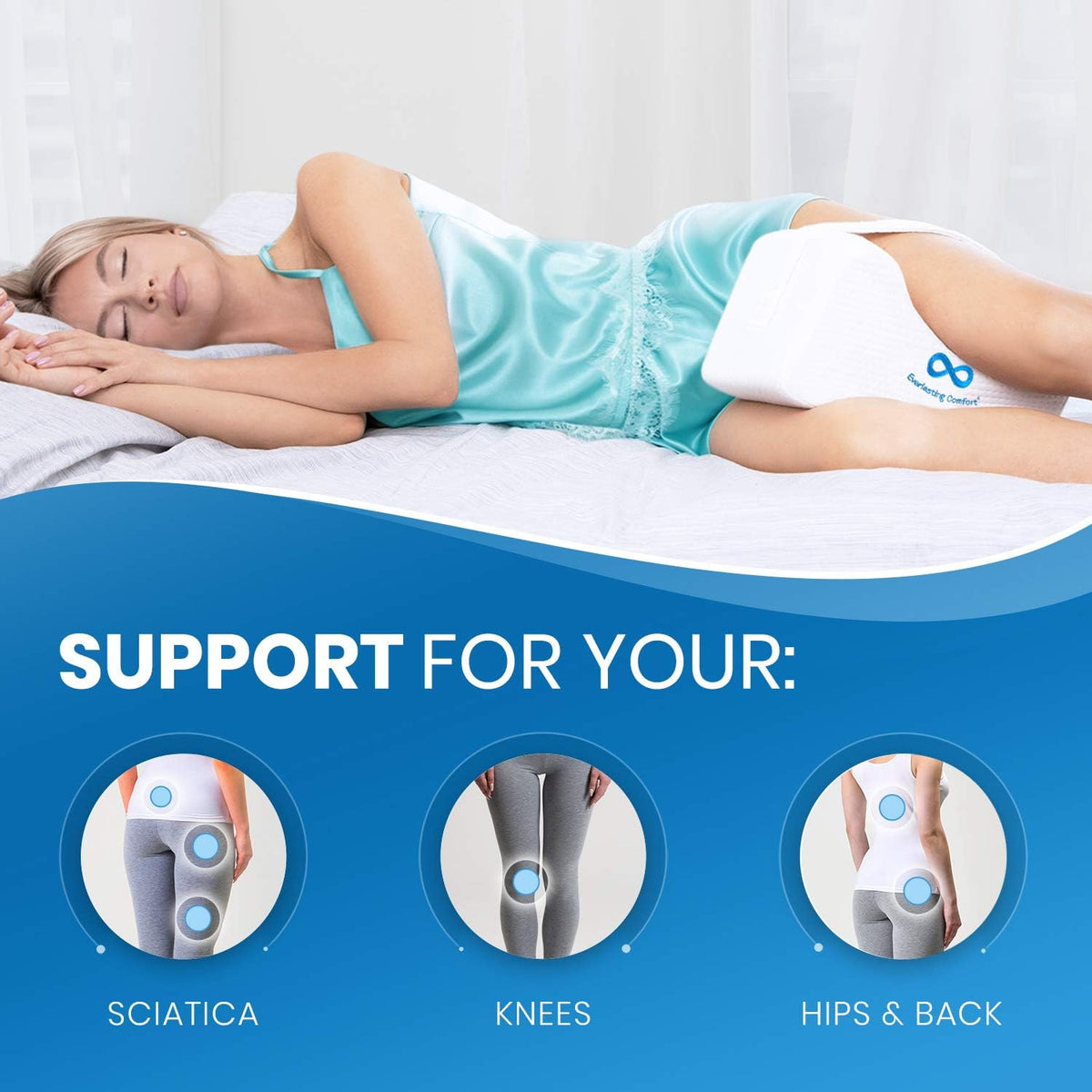 Everlasting Comfort Knee Pillow & Half Moon Pillow - Sleep Harmony Set for Pain Relief & Postural Support - Align Your Spine, Relieve Pressure, and Enhance Comfort