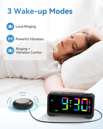 Loud Alarm Clock for Heavy Sleepers Adults, Bed Shaker Alarm Clock
