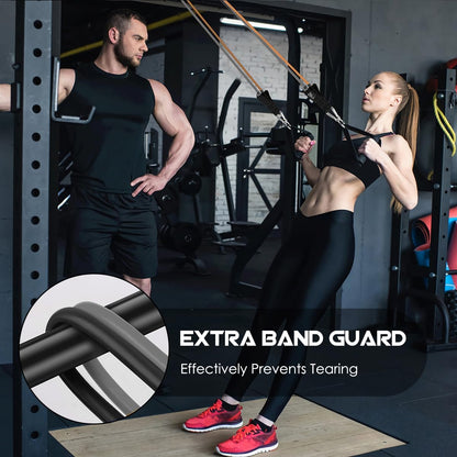 VElCK Resistance Bands Set with Handles for Exercise, Workout and Home Gym | 100% Natural Latex, 10-150LBS, Versatile for Yoga, Pilates, Strength, Home Gym