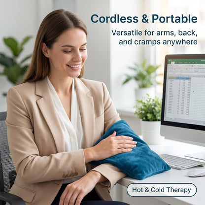 Microwavable Heating Pad with Washable Cover, Flaxseed Microwave Hot Pack, Moist Heat Compress Pillow for Hot & Cold Therapy, Non-Electric & Portable for Neck Shoulder Back Pain Relief