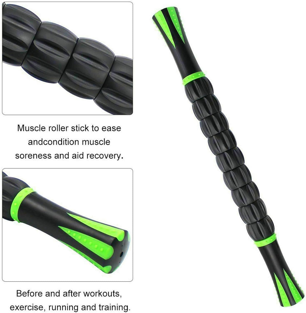 Kunova (TM) Muscle Roller Stick - Massage Tool for Releasing Myofascial Trigger Points, Reducing Muscle Soreness, Soothing Cramps and Relieving Muscle Pain