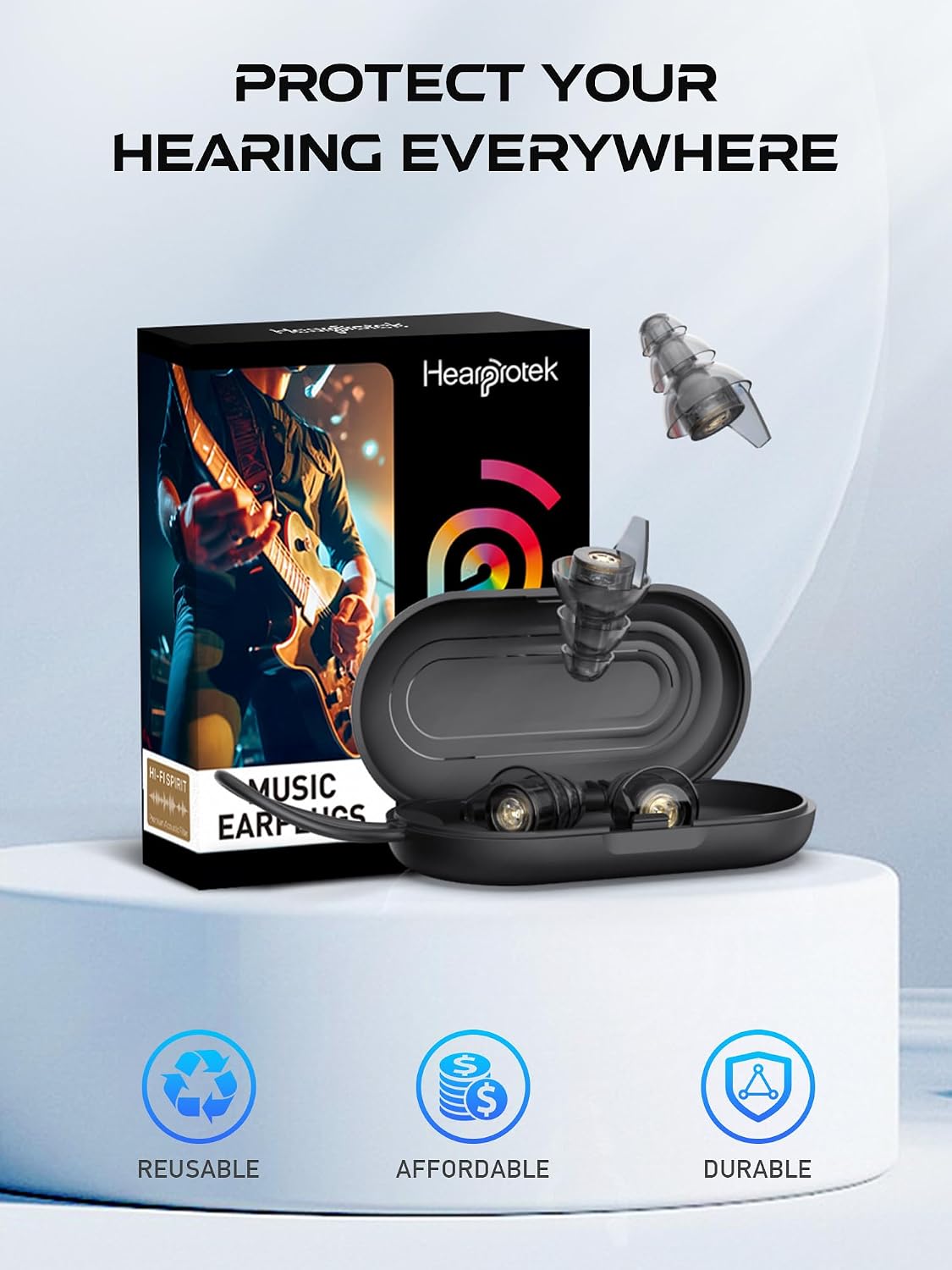 Hearprotek Concert Ear Plugs, 2Pairs Reusable high Fidelity Musician Ear Plugs for Concerts Loud Music-Noise Reduction Ear Protection earplugs for Rave,Festival,Music,Tinnitus Relief