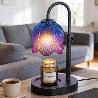 Flower Candle Warmer Lamp, Timer & 4-Level Dimmer, Adjustable Height | Flameless Electric Wax Warmer for Jar Candles, Includes 2 Bulbs, Pink, Home Decor Gift for Mom & Women, Housewarming