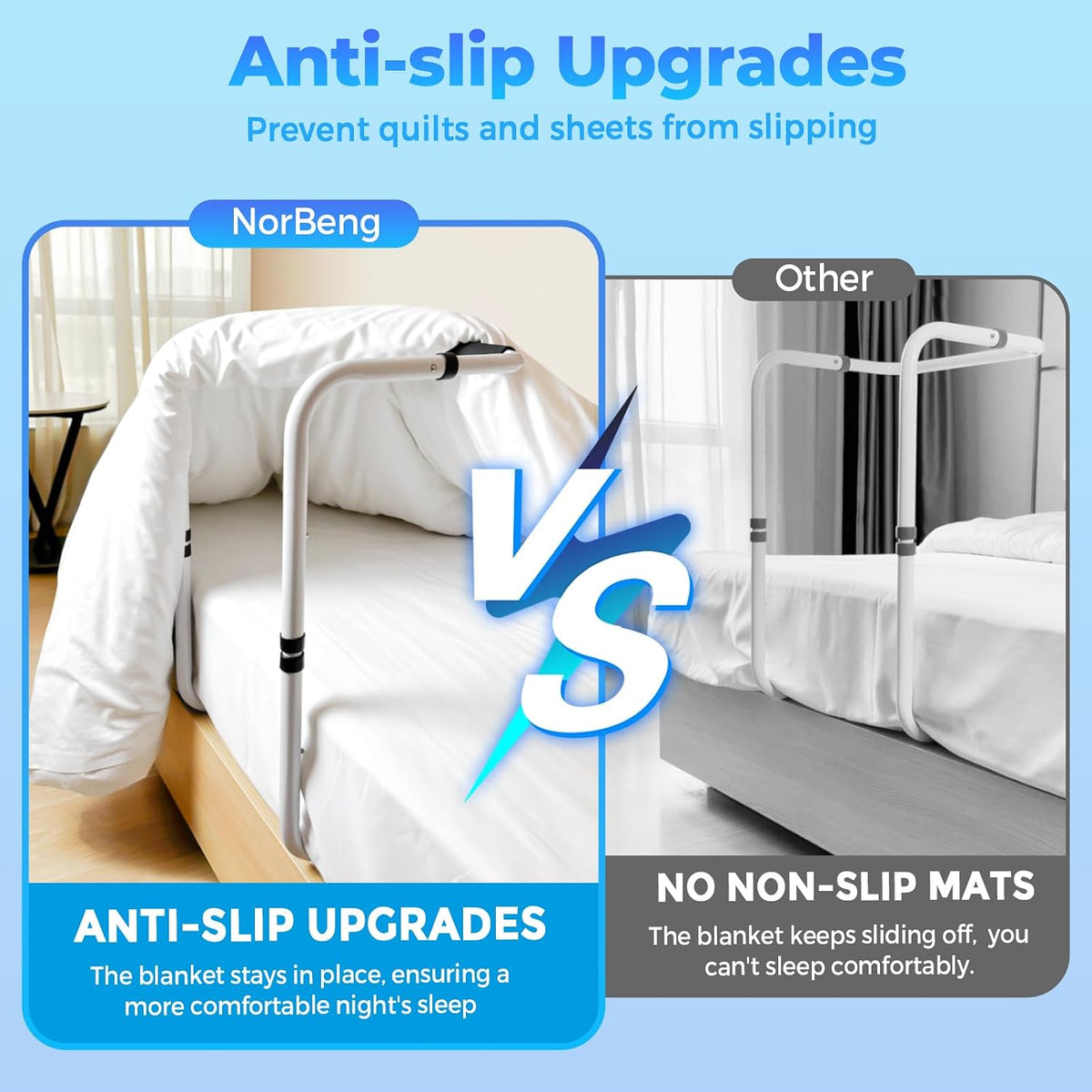 Blanket Lifter for Feet, Height Adjustable Non-Slip Blanket Lifters for Foot of Bed, Aluminum Alloy Blanket Support for Foot Knee Toes Leg Ankle Post Surgery Recovery, 4 Clips Included